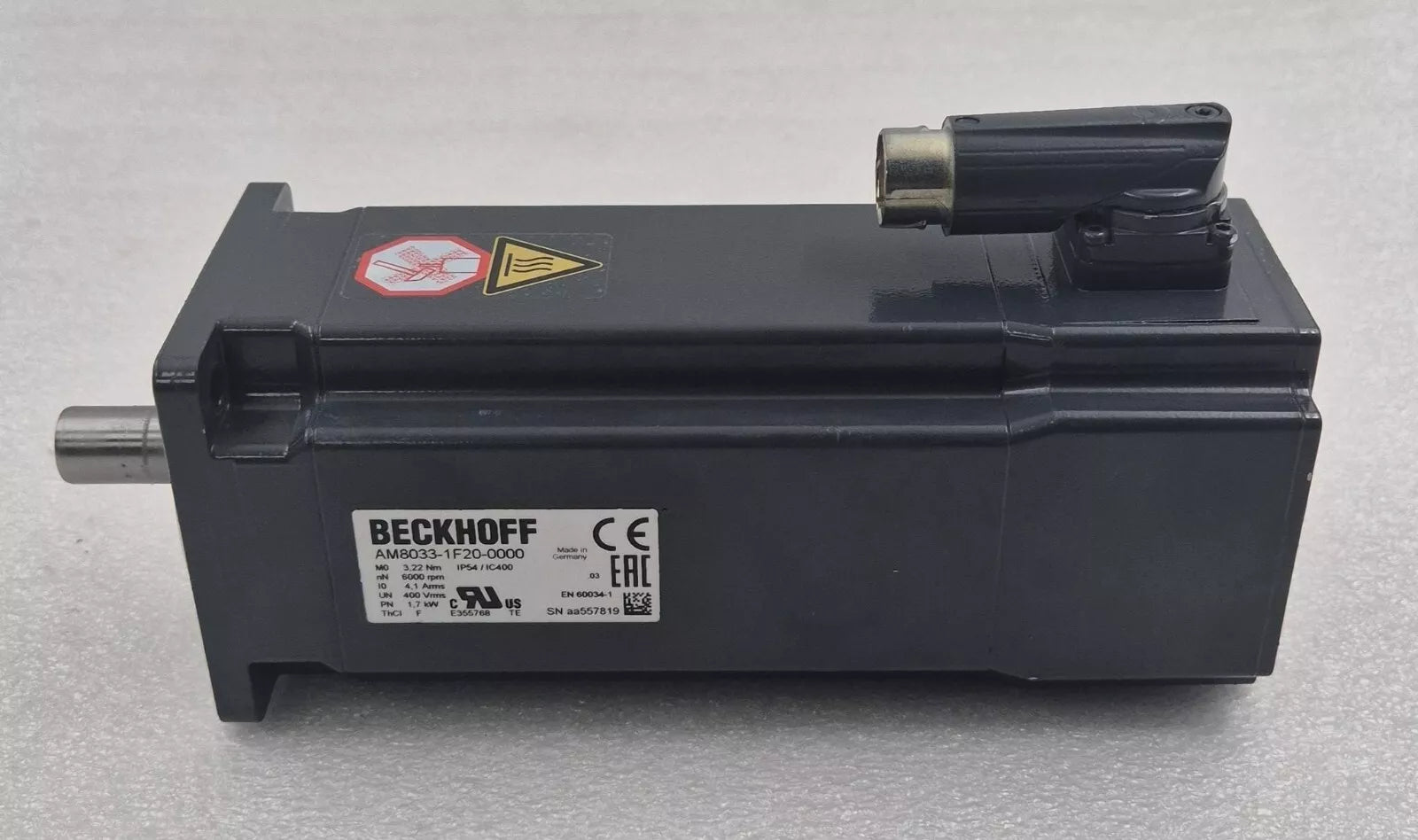 BECKHOFF AM8033-1F20-0000 Servo Motor 6000rpm 1.7kW 24VDC