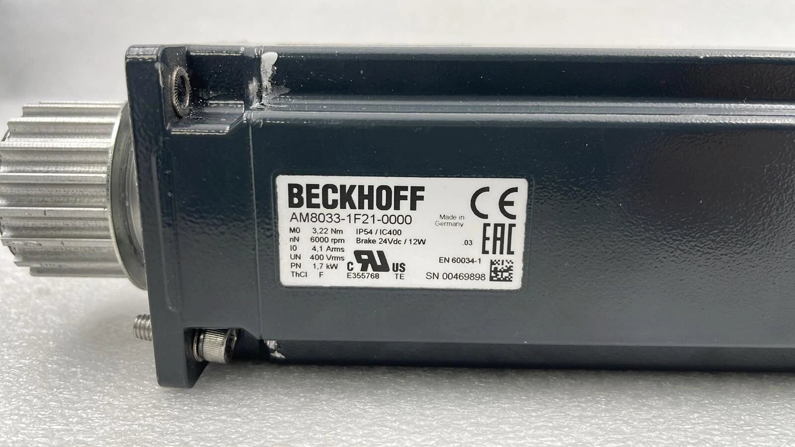 BECKHOFF AM8033-1F21-0000 Servo Motor 6000rpm 1.7kW 24VDC
