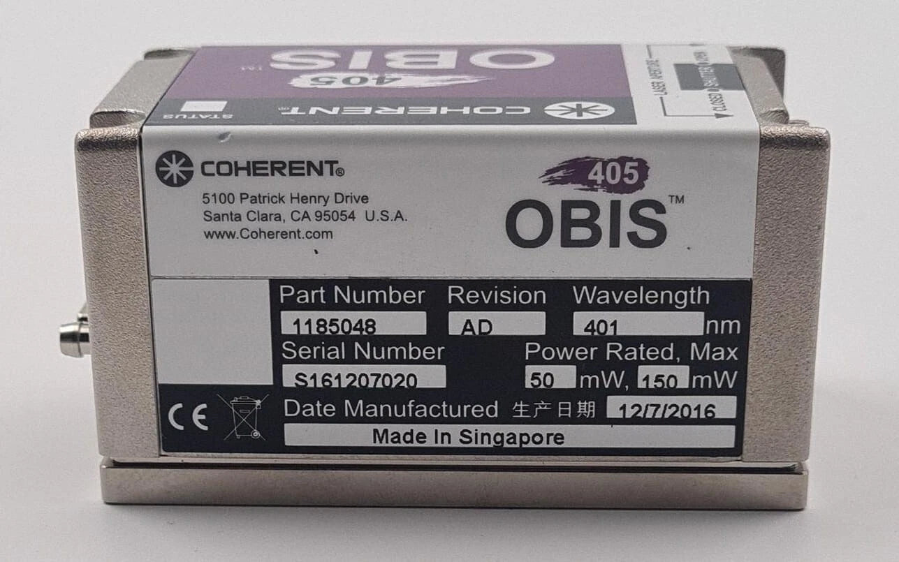 NEW - COHERENT OBIS 405 Laser Head 1185048 Rev. AD 401nm 50-150mW
