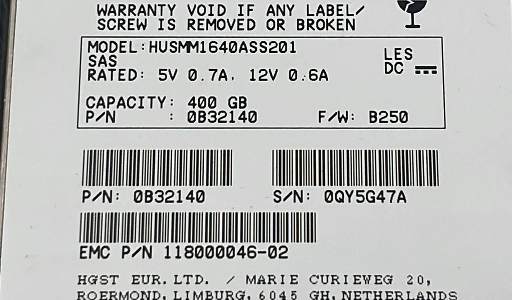 [LOT 2] HGST HUSMM1640ASS201 400GB SAS 2.5 Hard Drive 0B32140 12Gb/s