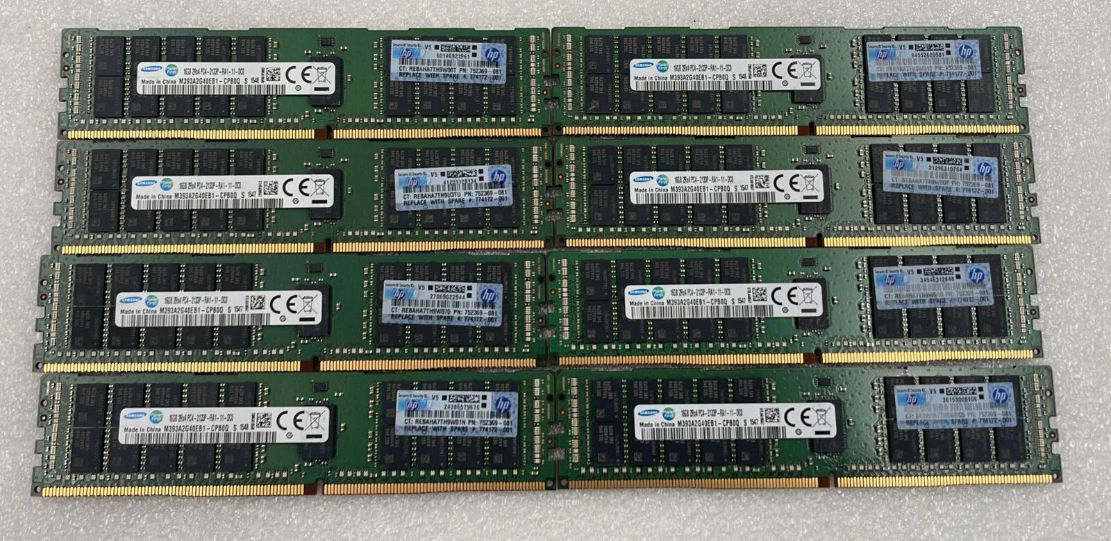 [LOT 8 PCS] Samsung 16GB 2Rx4 PC4-2133P M393A2G40EB1-CPB0Q RAM HP 752369-081