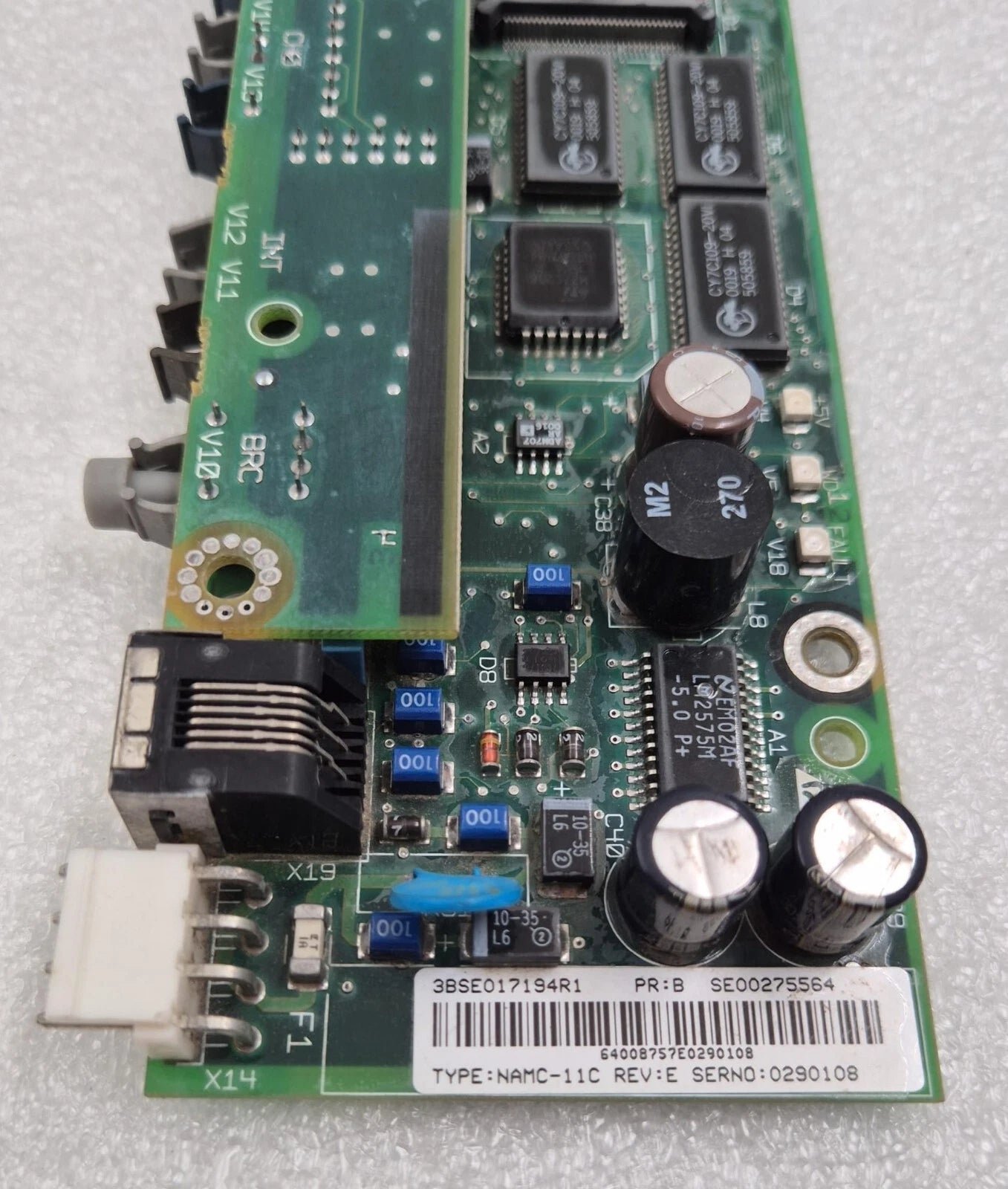 ABB NAMC-11C 3BSE017194R1 Control Board W/ NDC0-03 3BSE017193R1 Fiber Optic PCB