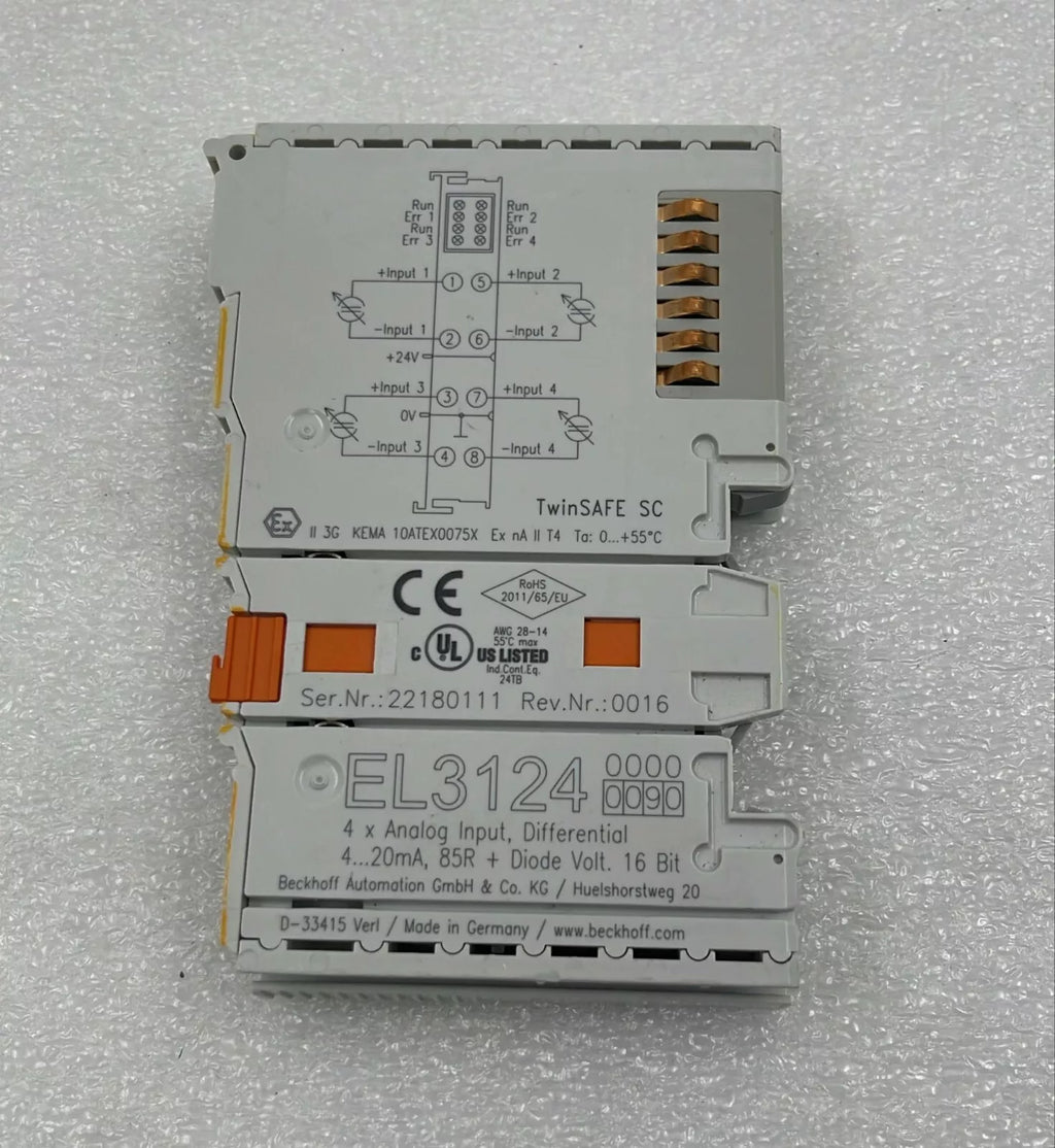 Beckhoff EL3124 EtherCAT 4-Channel Analog Input Terminal Module – 0-10V / 4-20mA