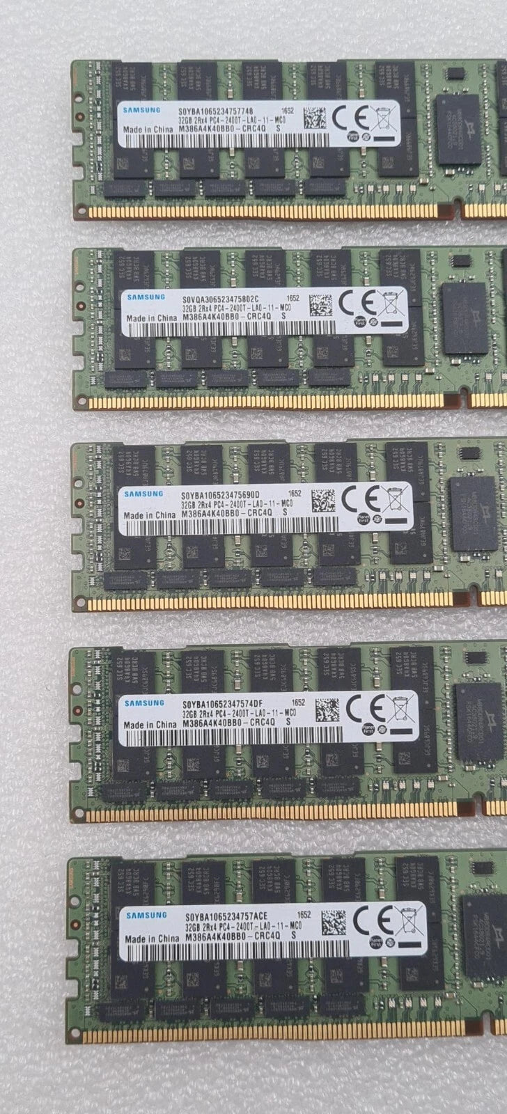 LOT 5 PCS- SAMSUNG 32GB 2Rx4 PC4-2400T M386A4K40BB0-CRC4Q DDR4 Server Memory RAM