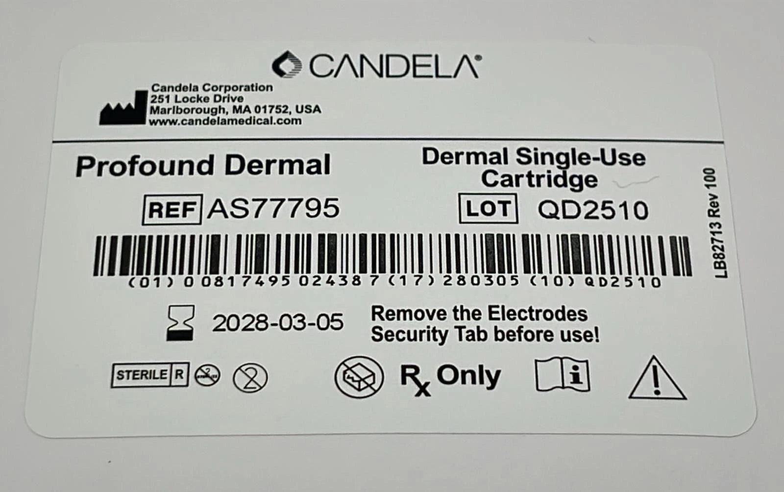 [6 PCS] Syneron Candela Profound Dermal Singal-Use Cartridge KT76653 Tip AS77795