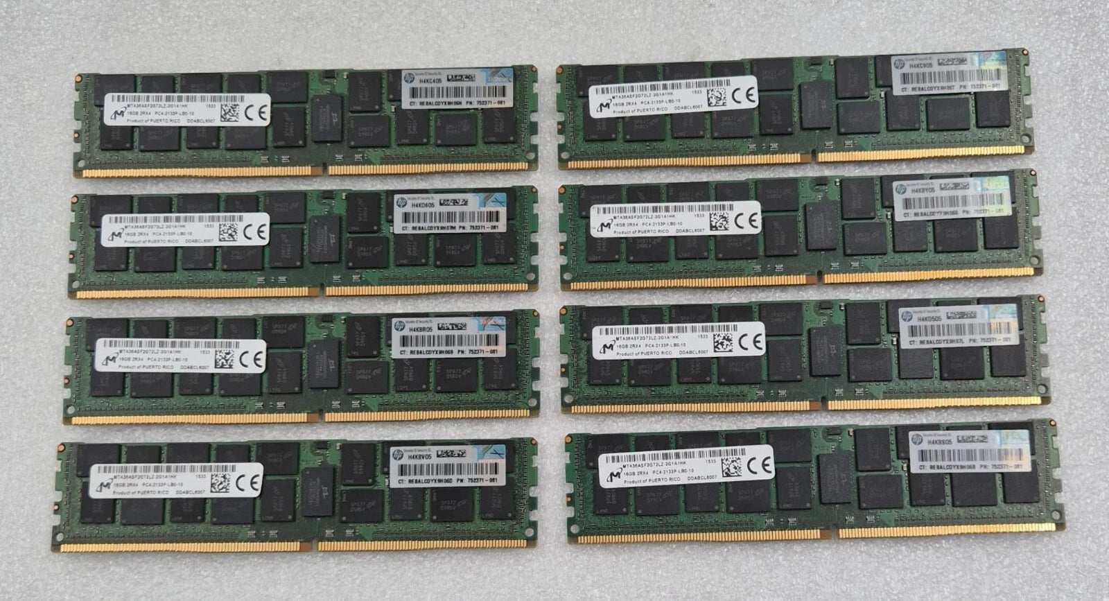 [LOT 8] Micron 16GB 2RX4 PC4-2133P MTA36ASF2G72LZ-2G1A1HK Memory RAM 752371-081