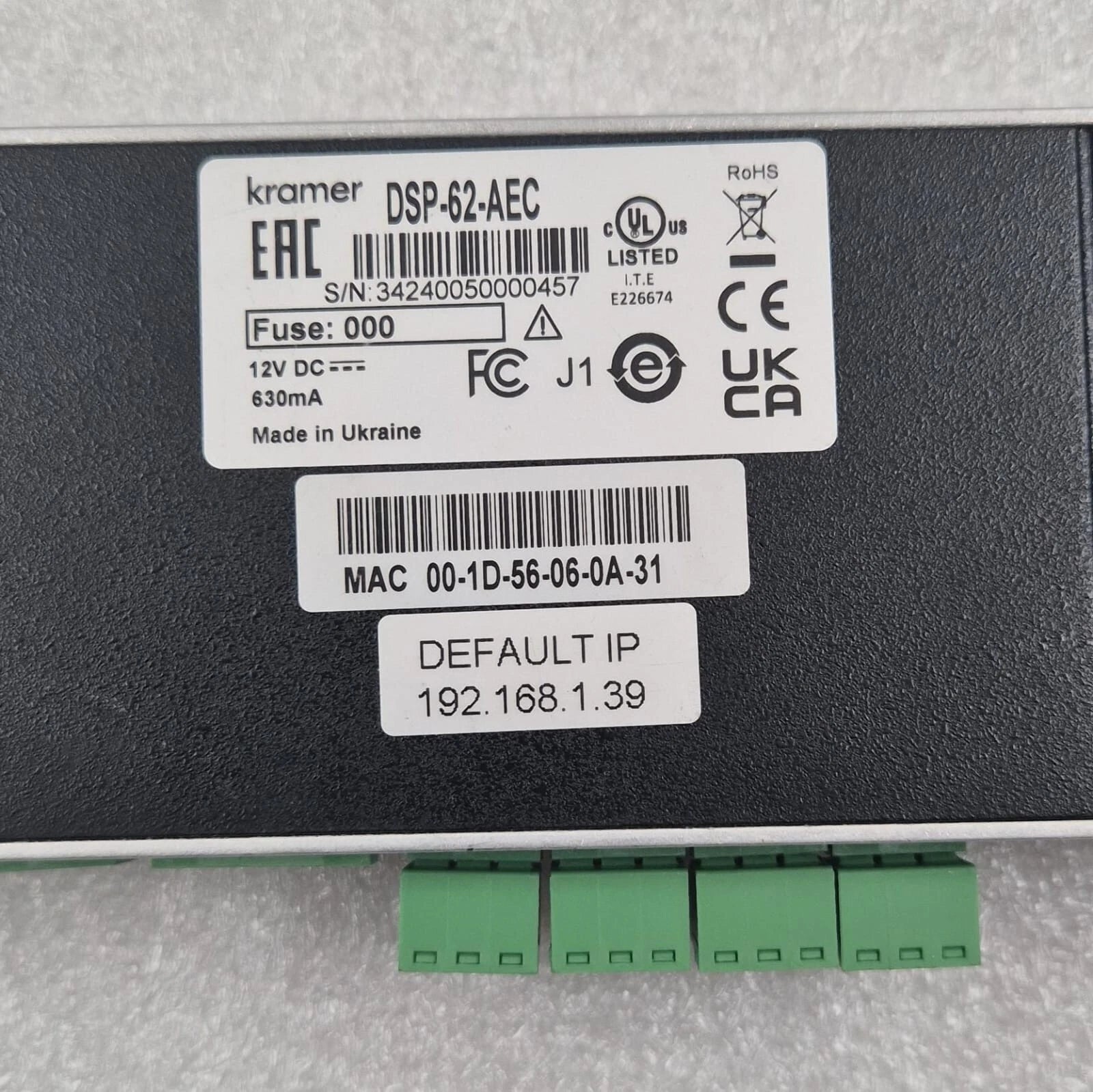 KRAMER DSP-62-AEC Digital Sound Processor PoE Audio Matrix