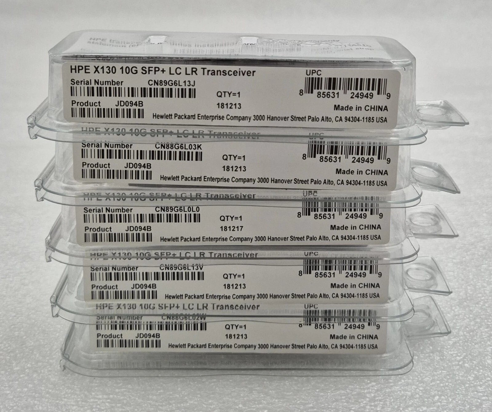 [LOT 5 PCS] NEW - HPE JD094B X130 10G SFP+ LC LR RTXM228-401 Transceiver Module