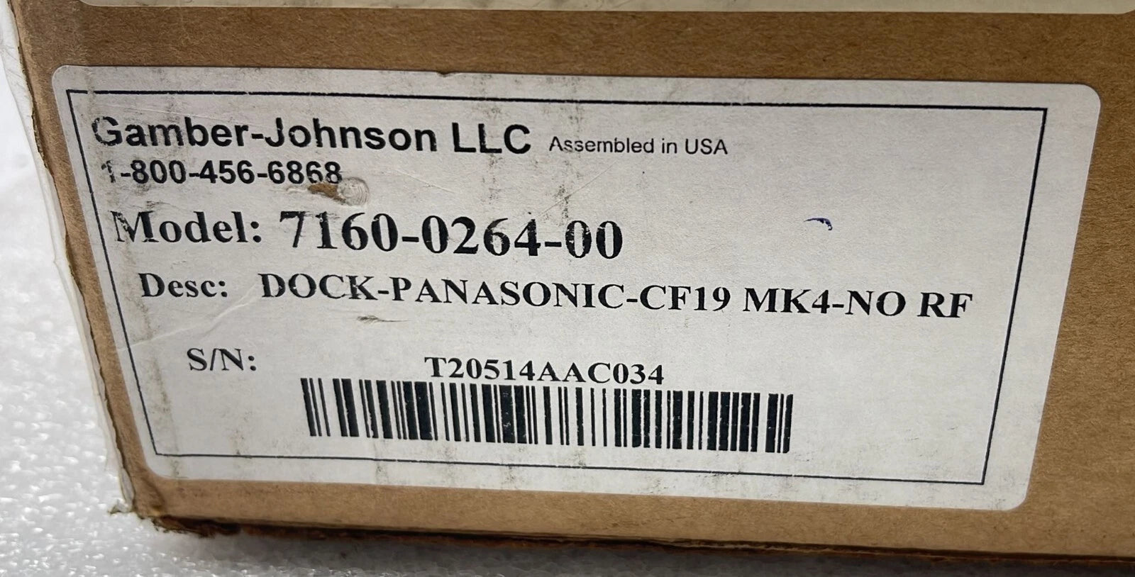 NEW SEALED - GAMBER-JOHNSON PANASONIC DOCK CF-19 NO RF 7160-0264-00