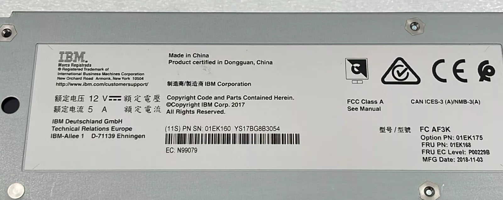 IBM Flash System MicroLatency Module T-M03-B 01EK168 01EK160 01EK175  - AF3K