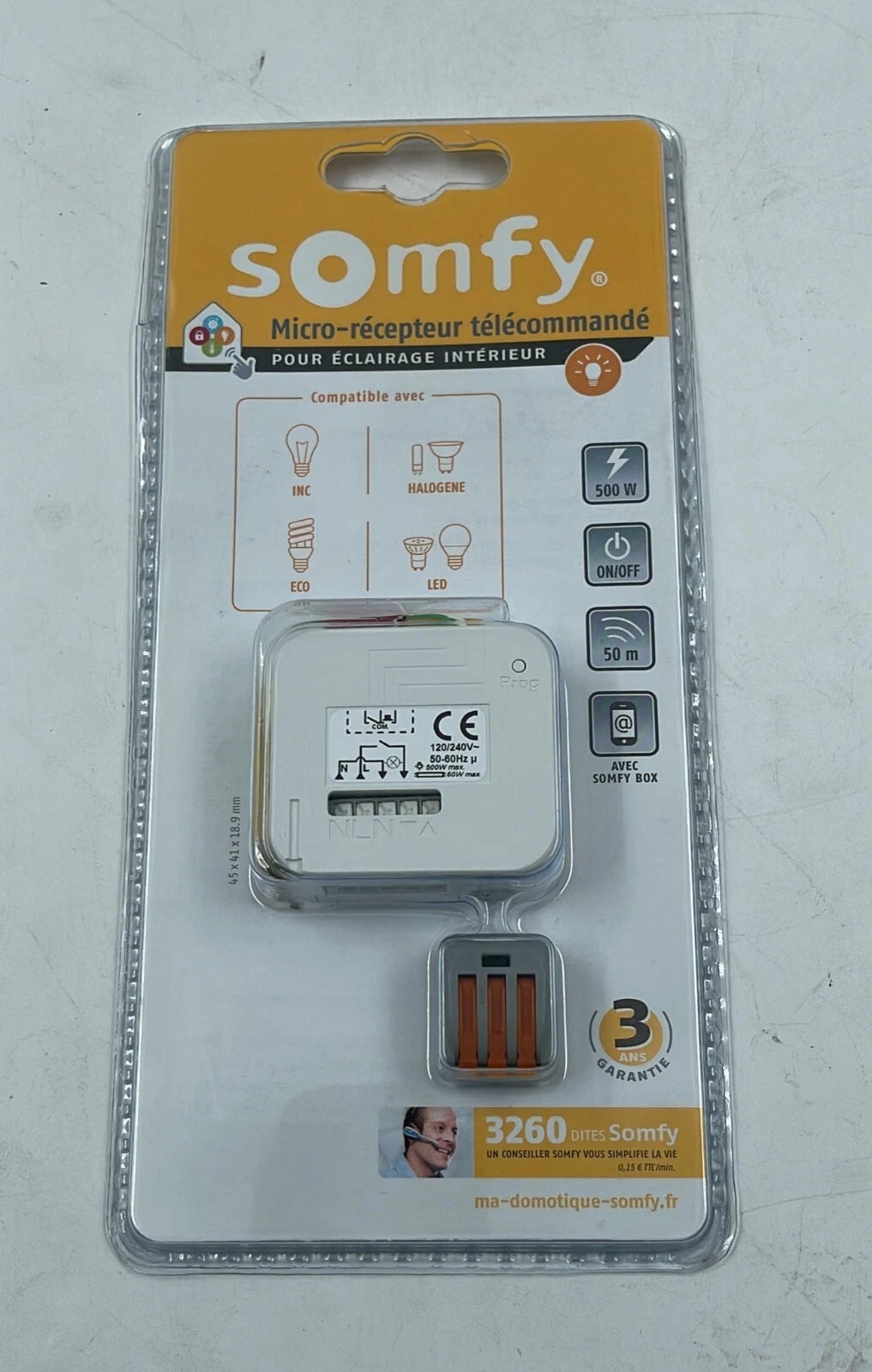 SOMFY Micro Recepteur Telecommande Pour Eclairage Interieur