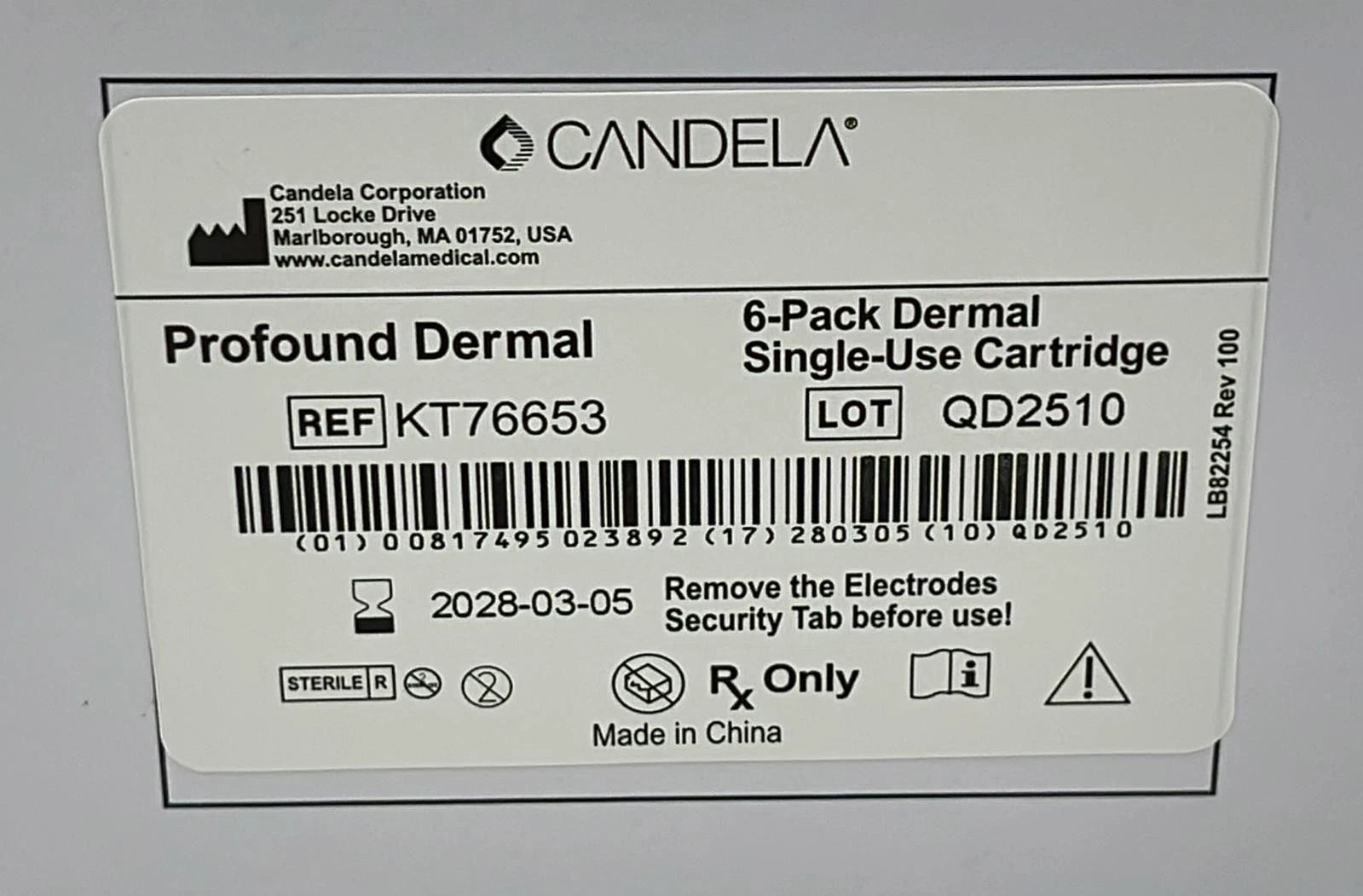 [6 PCS] Syneron Candela Profound Dermal Singal-Use Cartridge KT76653 Tip AS77795