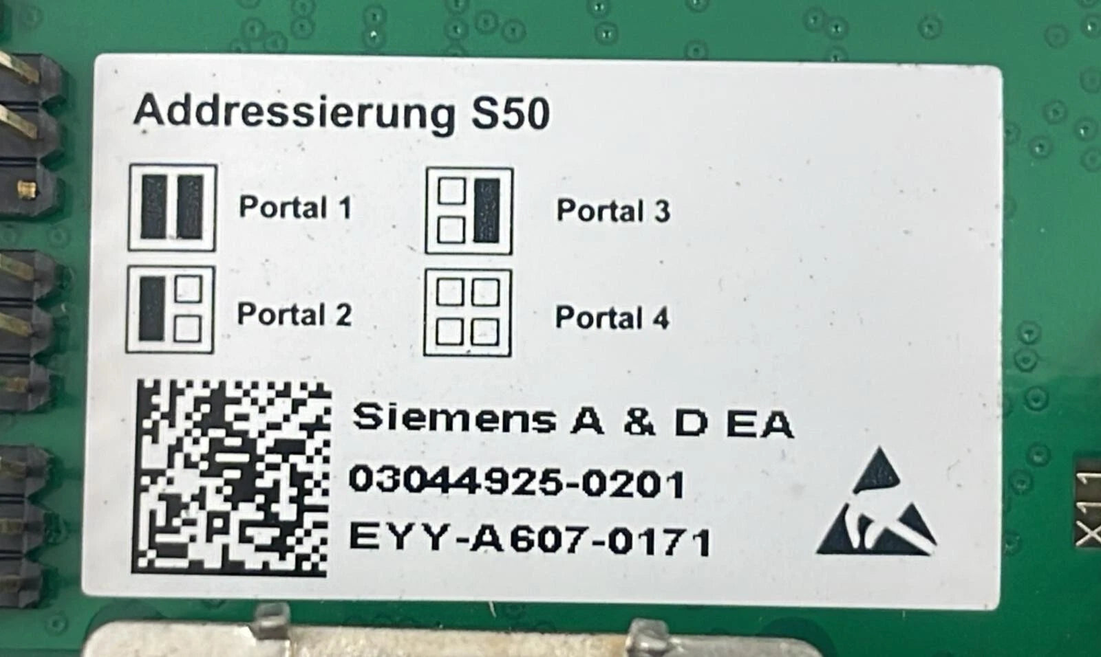 Siemens A&D EA Adressierung S50 Control Unit 03044925-0201
