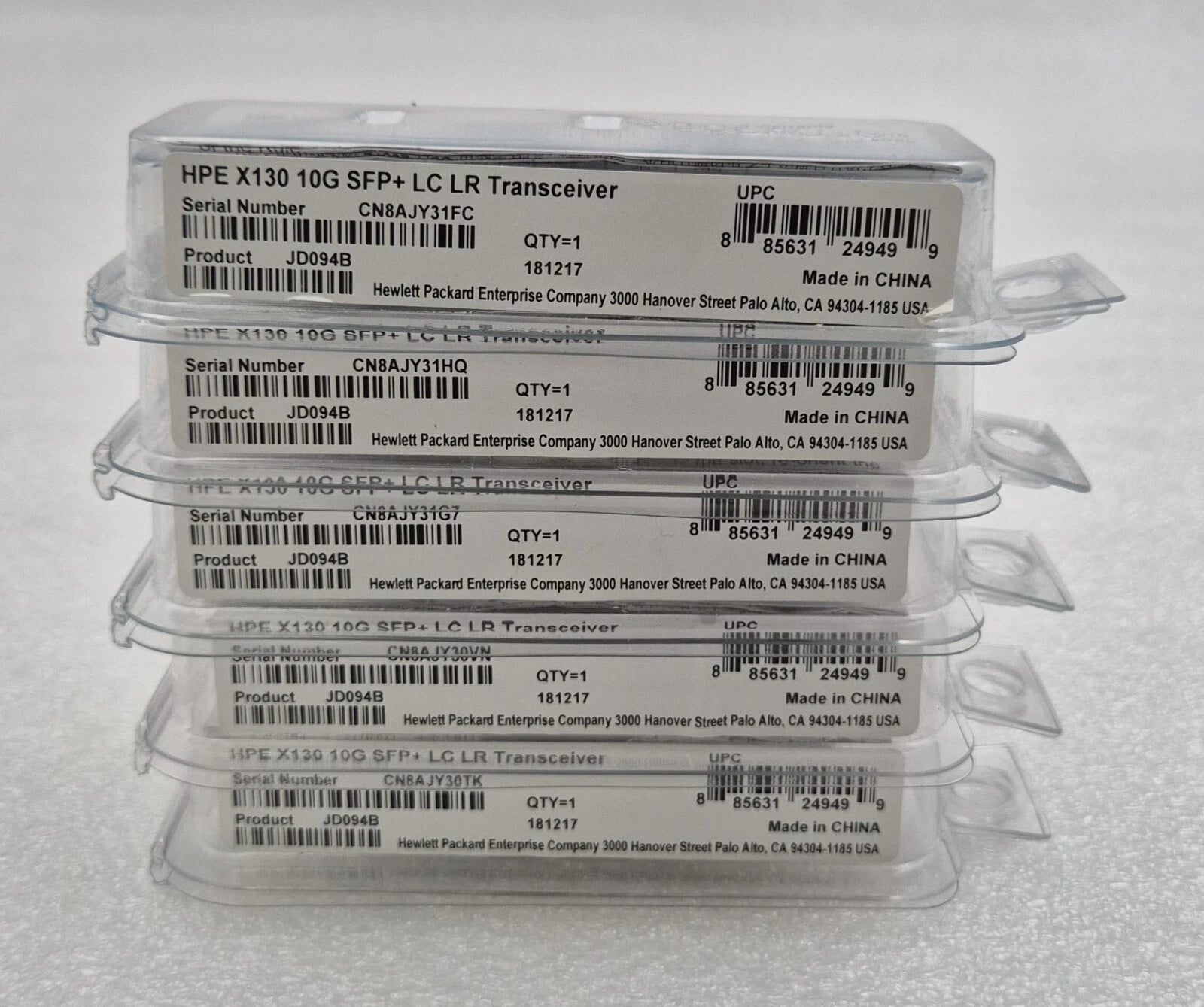 [LOT 5 PCS] NEW - HPE JD094B X130 10G SFP+ LC LR SPP10ELRCDFF Transceiver Module