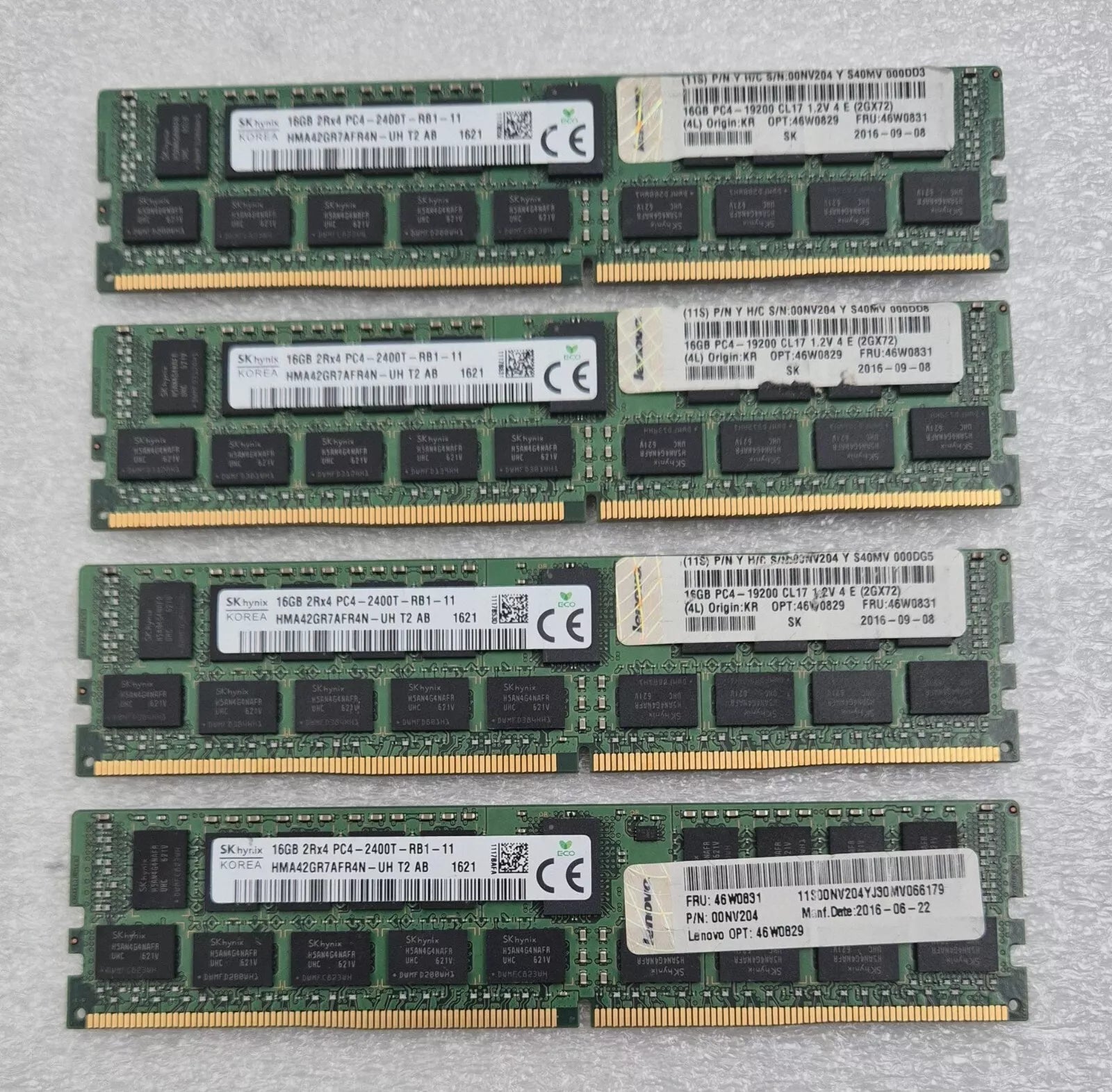 [LOT 4] SK hynix HMA42GR7AFR4N-UH 16GB 2Rx4 PC4-2400T ECC REG SERVER Memory RAM