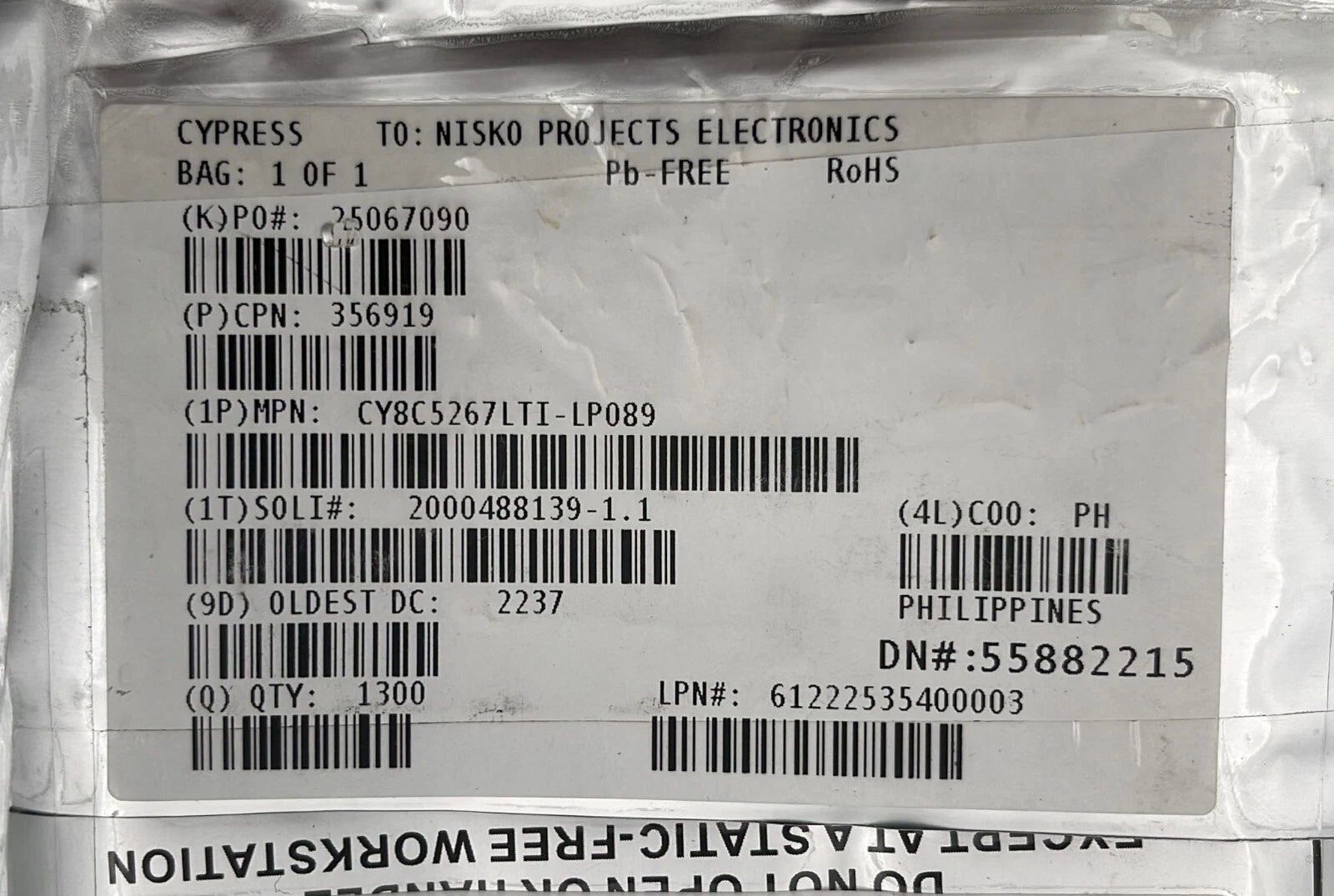 [LOT OF 4 PCS] CY8C5267LTI-LP089 Infineon Tech IC MCU 32Bit 128KB Flash 68QFN