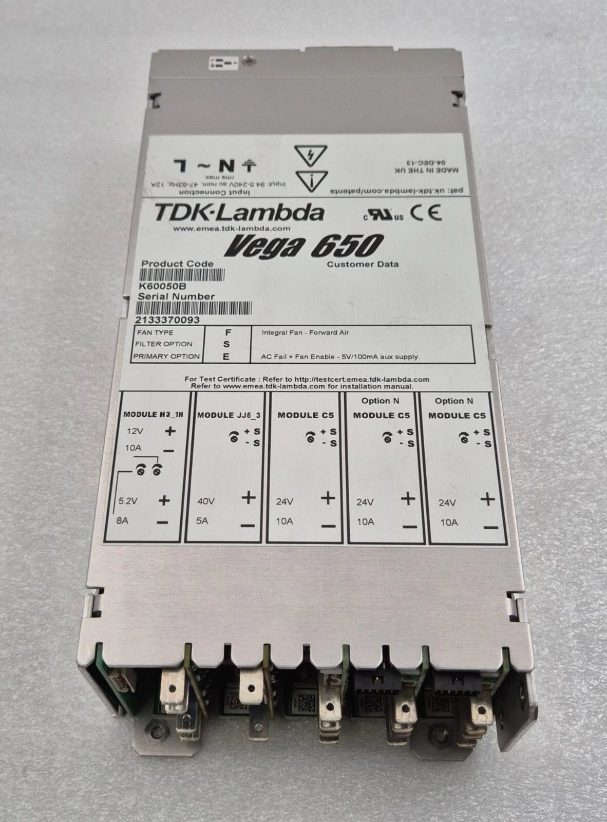 TDK LAMBDA Vega 650 K60050B Power Supply