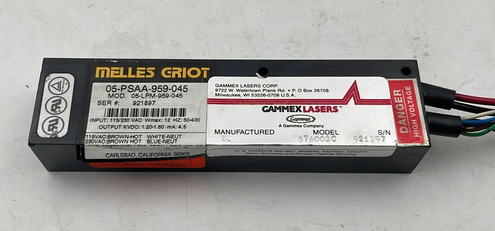 Melles Griot 05-PSAA-959-045 Laser Power Supply