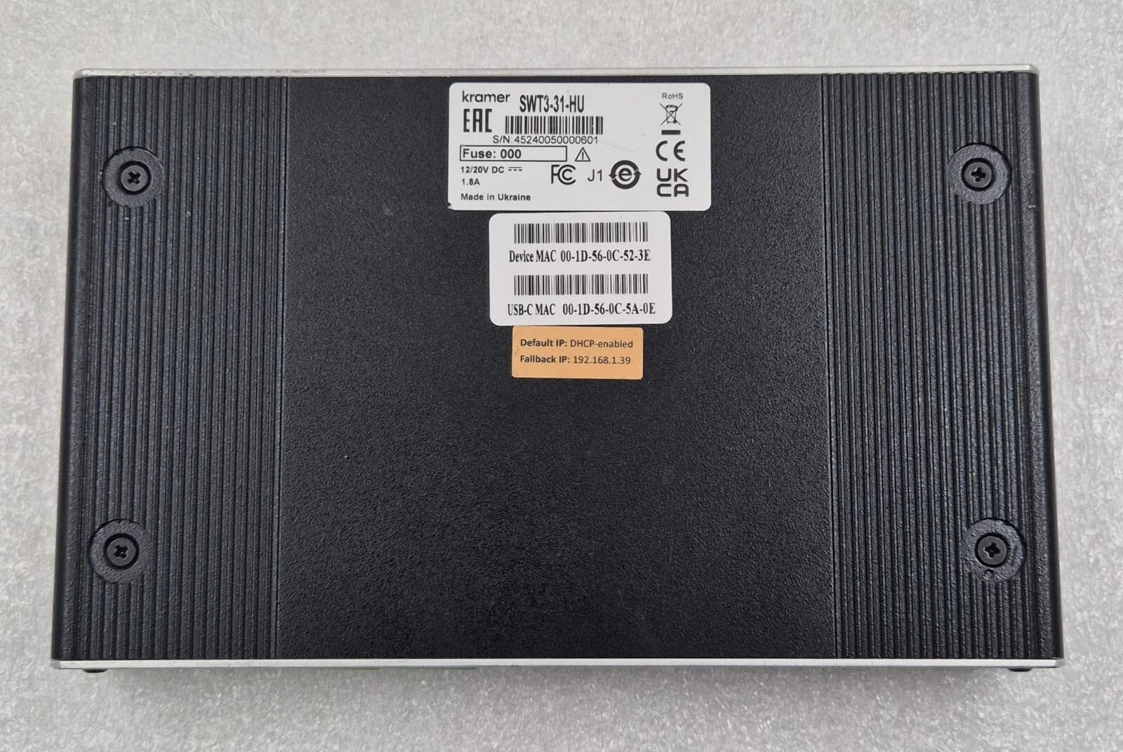 KRAMER SWT3-31-HU 3x1 4K60 USB-C / HDMI Switcher