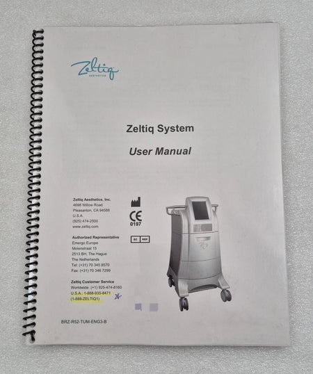 Zeltiq Aesthetics System user manual BRZ-R52-TUM-ENG3-B hard copy
