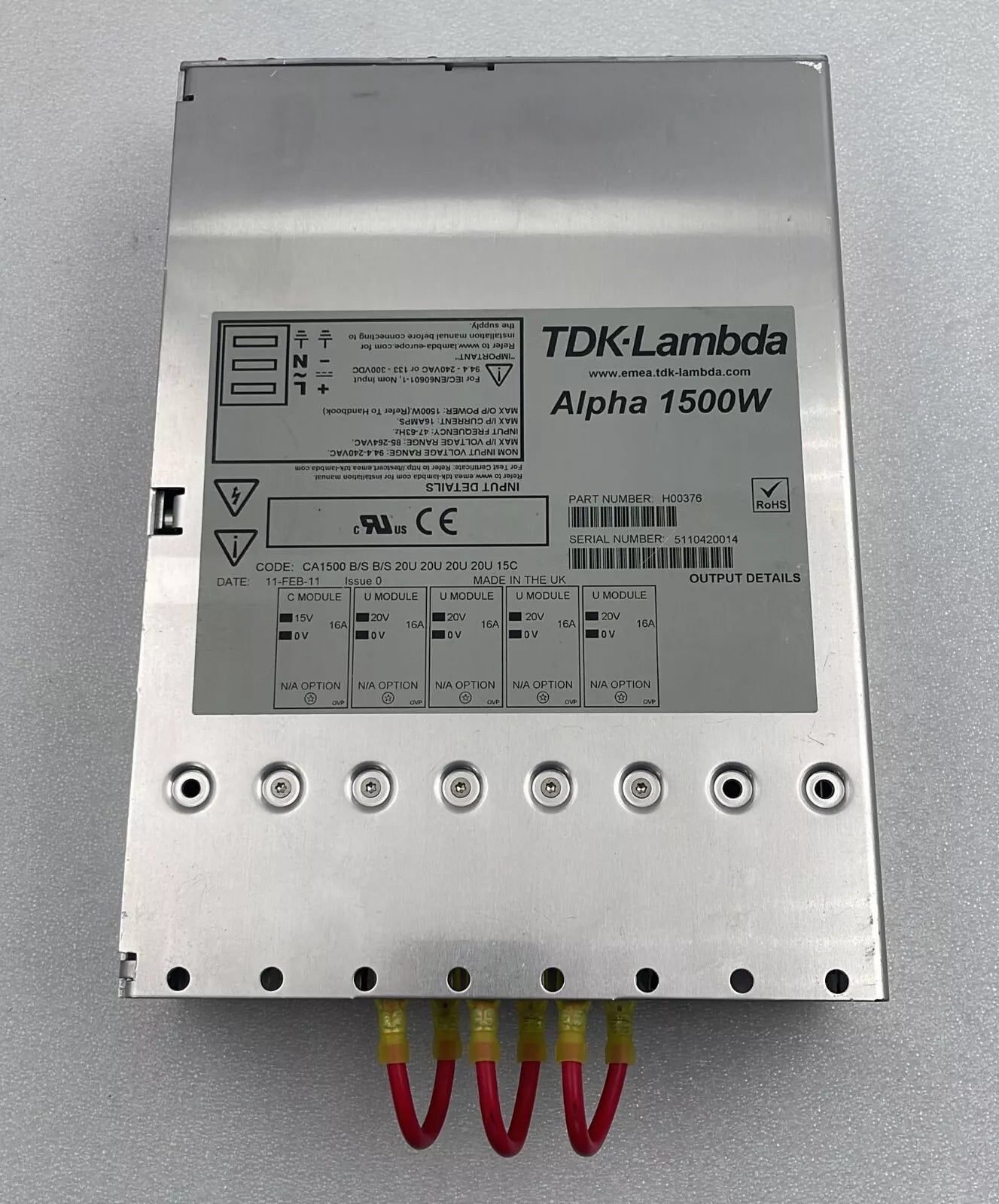 TDK-Lambda Alpha 1500W H00376 CA1500 Power Supply Module