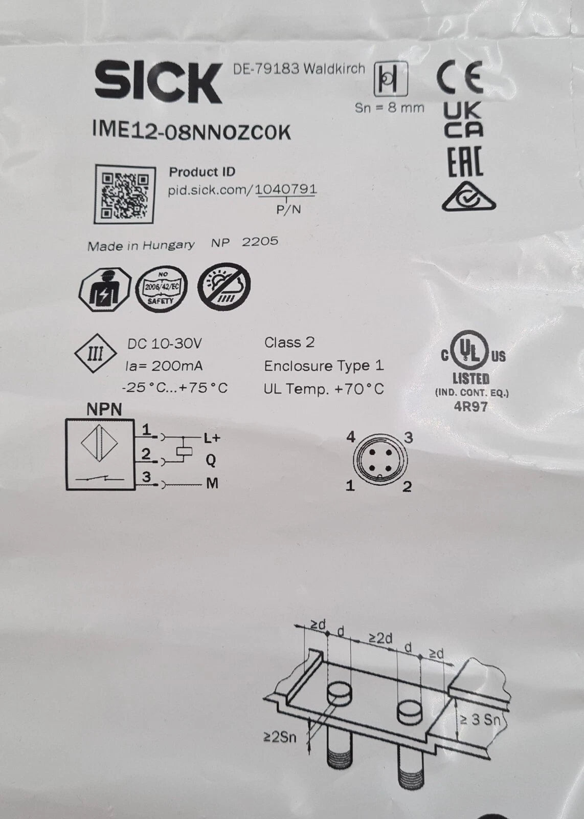 [LOT 4 PCS] NEW SEALED - SICK IME12-08NNOZC0K 1040791 Inductive Proximity Sensor