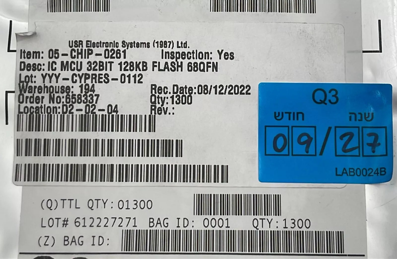 [1300 PCS Pack] CY8C5267LTI-LP089 Infineon Tech IC MCU 32Bit 128KB Flash 68QFN