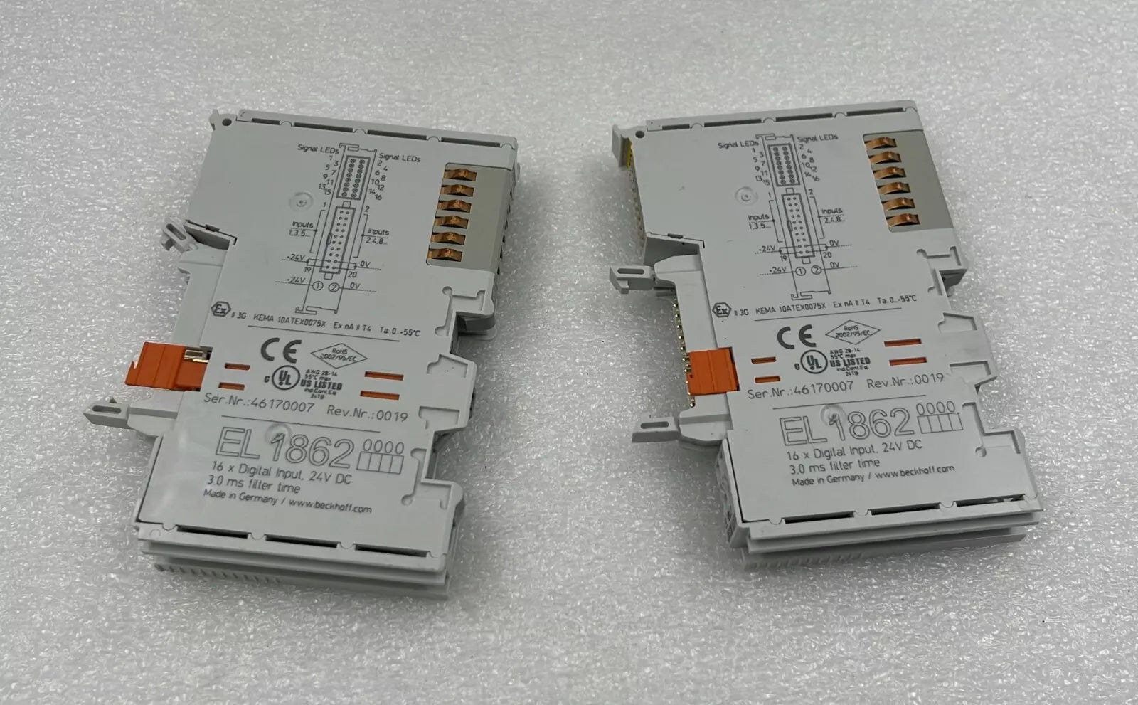 [LOT 2 PCS] Beckhoff EL1862 EtherCAT 8-Channel Digital Input Terminal Module