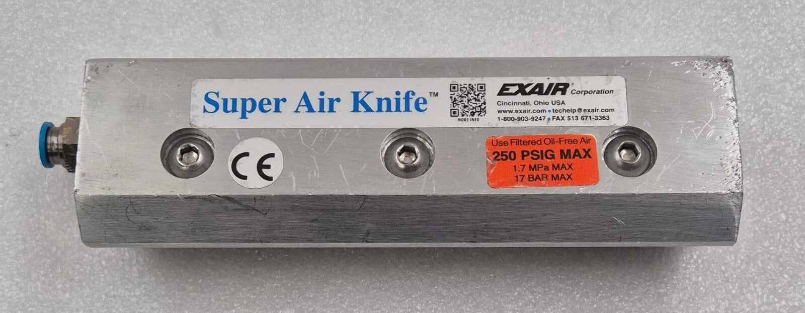 EXAIR Super Air Knife 250 PSIG MAX 1.7 MPa 17 BAR