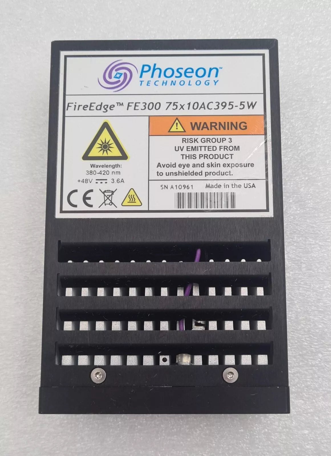 Phoseon Technology FireJet FJ100 75x20 395 UV LED Light 48V 5.5A 380-420nm