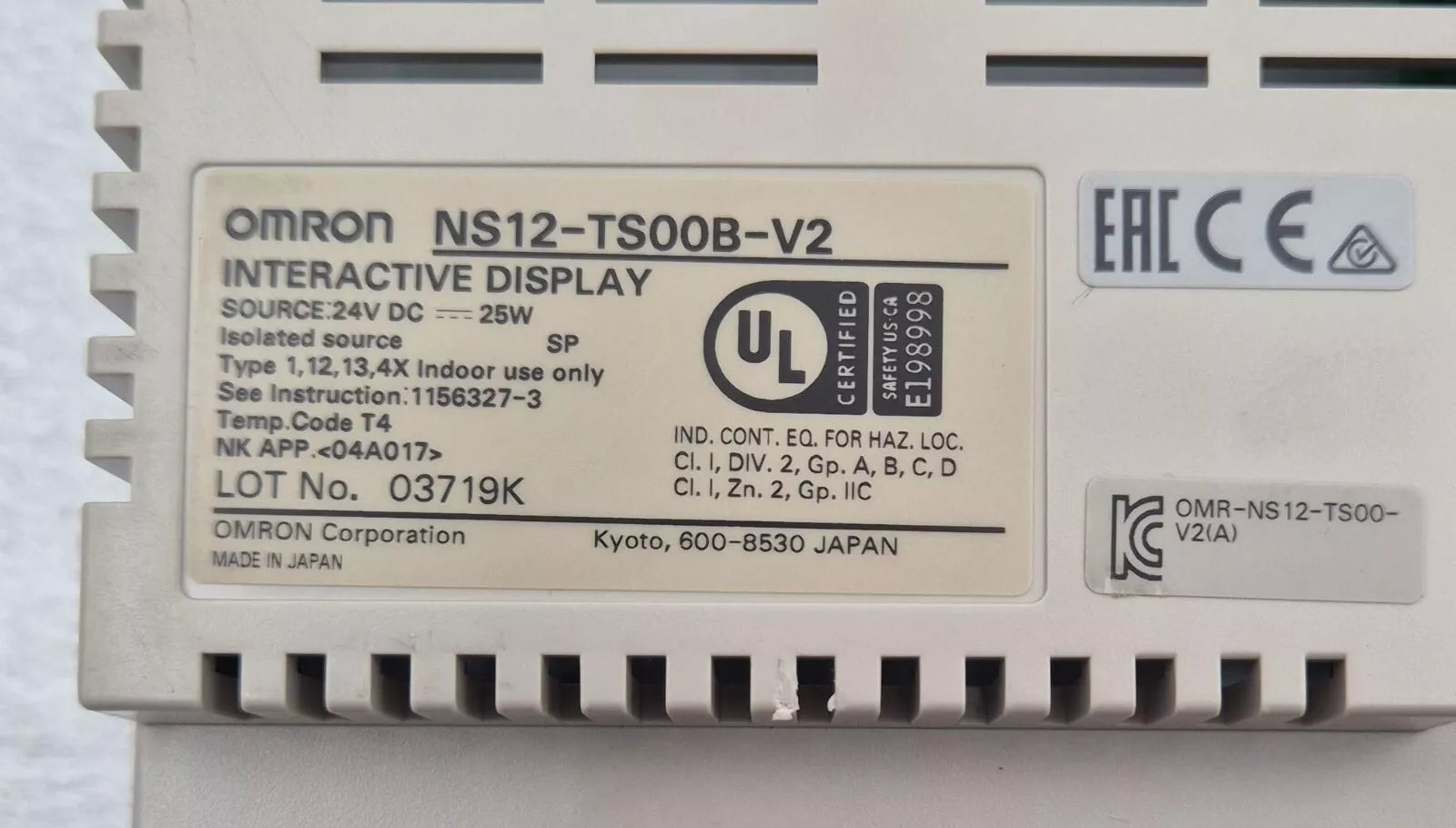 OMRON NS12-TS00B-V2 Interactive Display TFT Touch Screen HMI 24V Module *AS-IS*