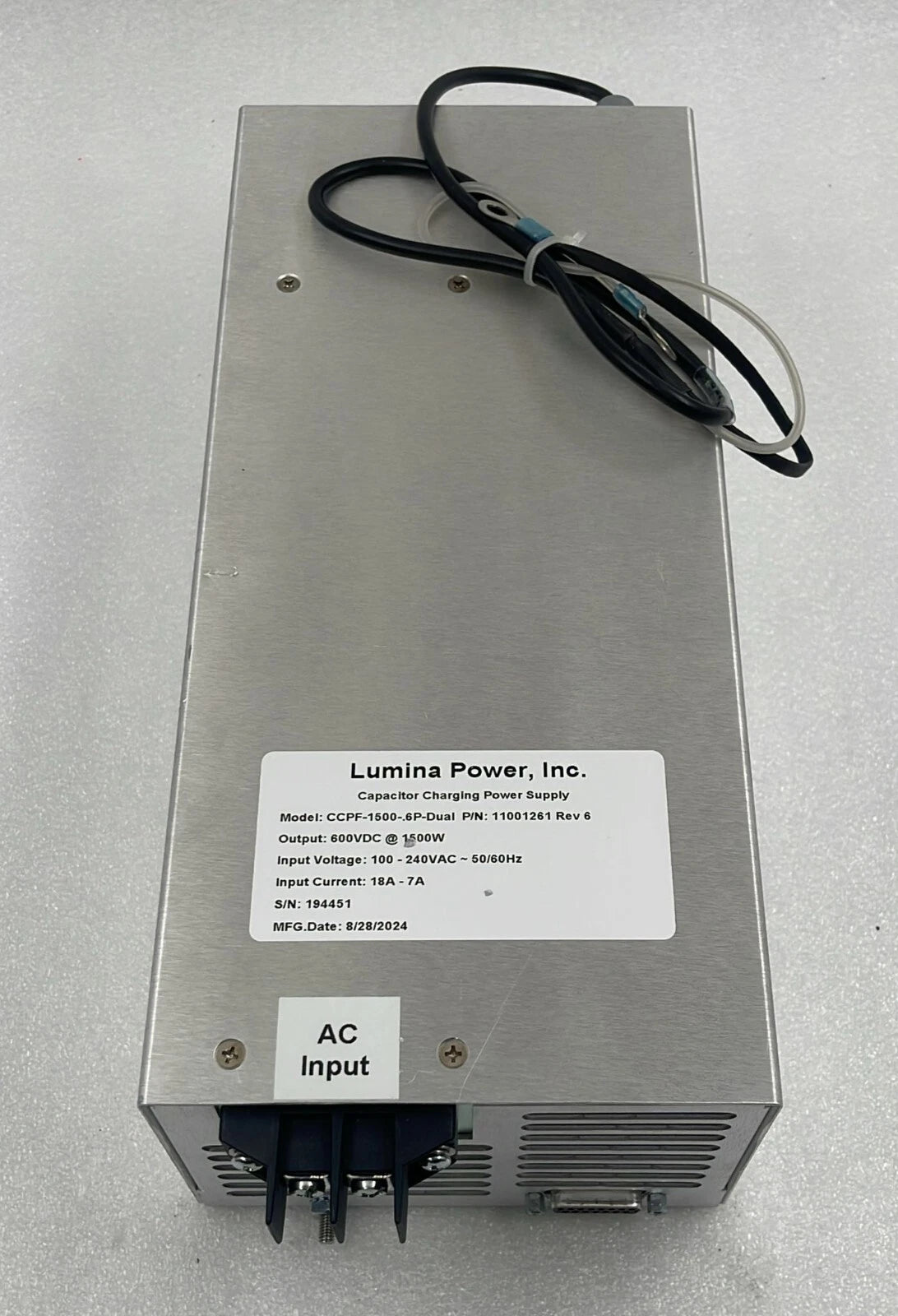 Lumina CCPF-1500-.6P-Dual 11001261 Capacitor Charging Power Supply **AS IS**