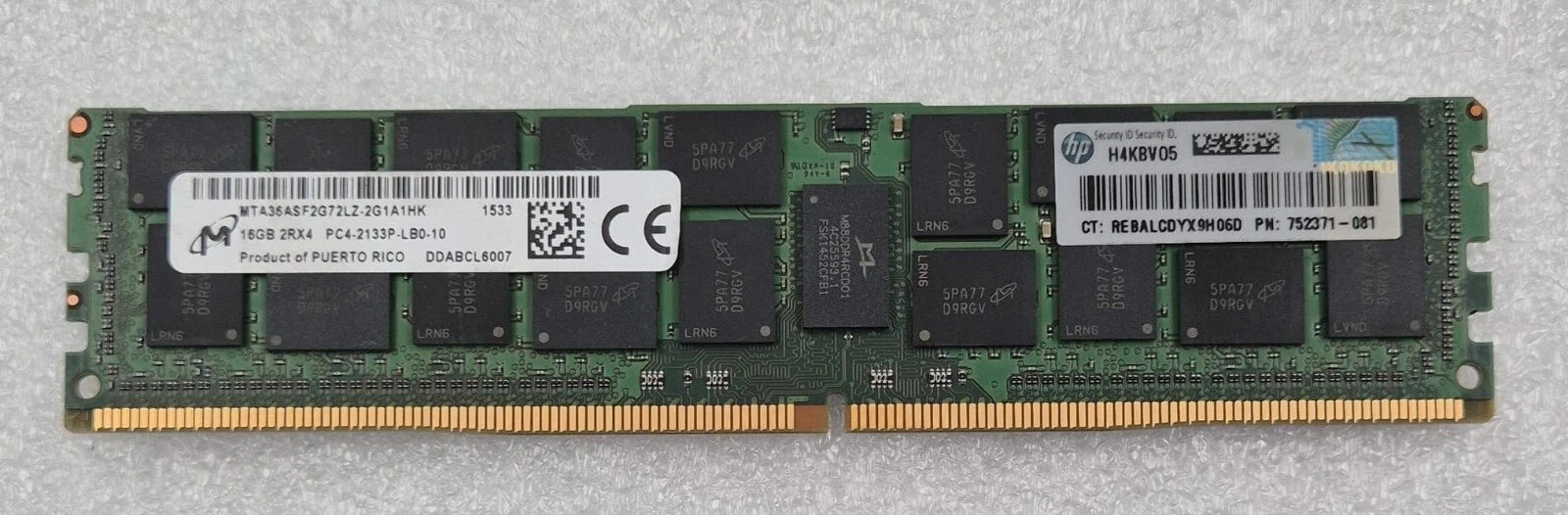 [LOT 8] Micron 16GB 2RX4 PC4-2133P MTA36ASF2G72LZ-2G1A1HK Memory RAM 752371-081