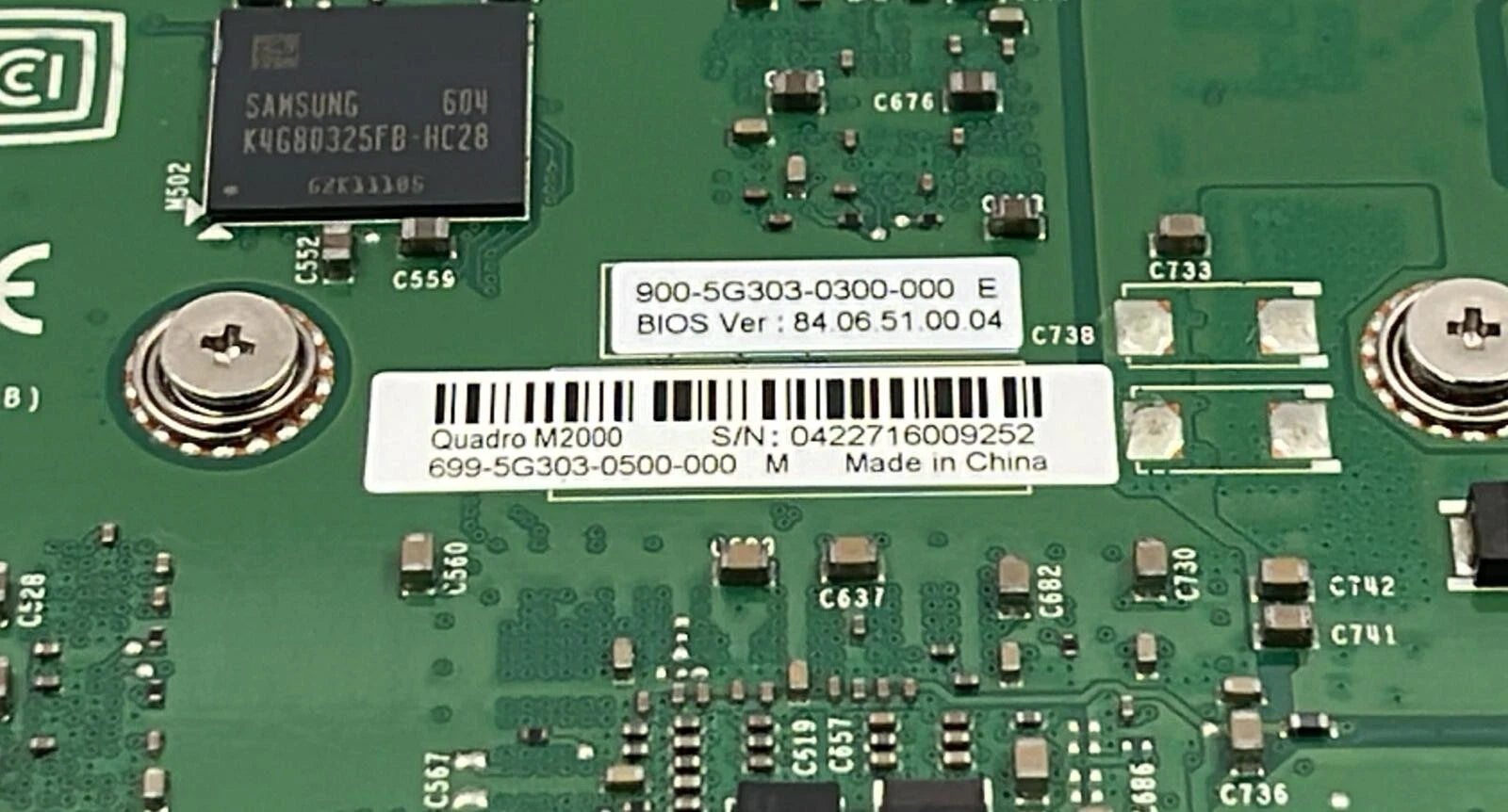 Nvidia Quadro M2000 PCB component label detail