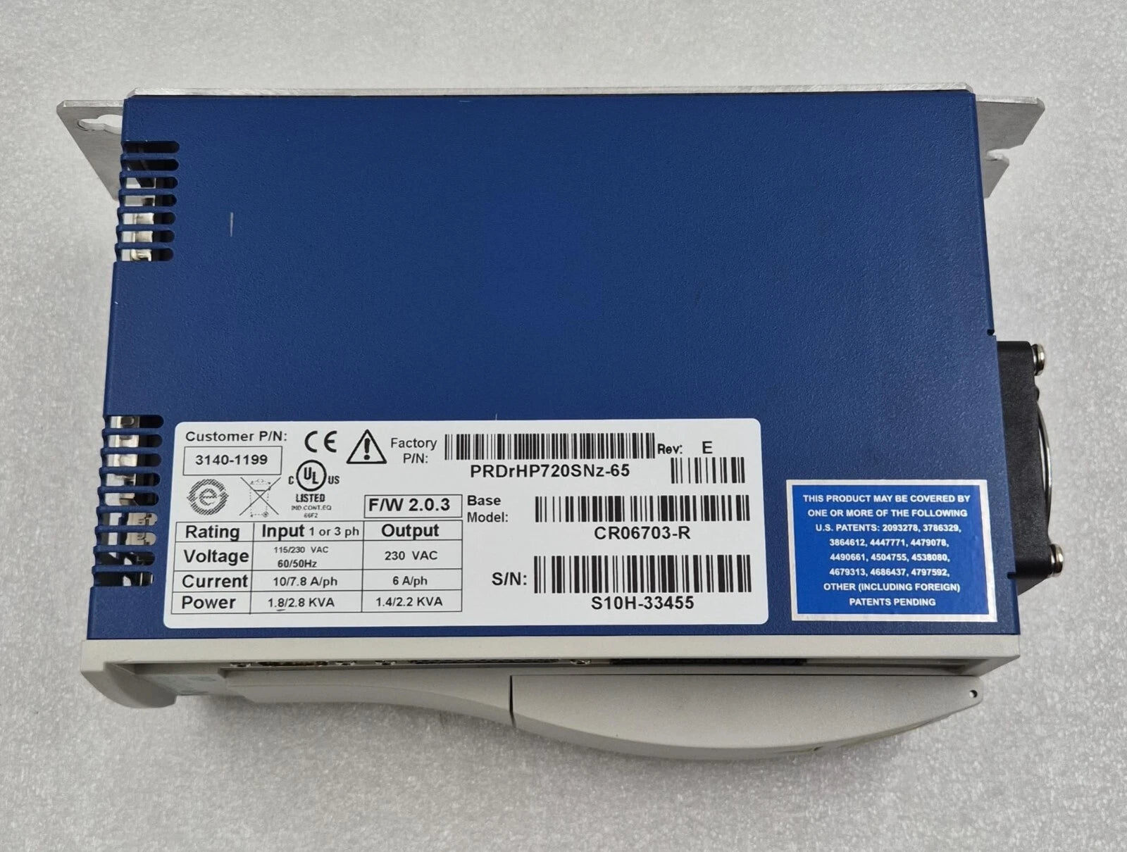 Kollmorgen Servotronix CD CR06703-R PRDrHP720SNz-65 3140-1199 Servo Controller