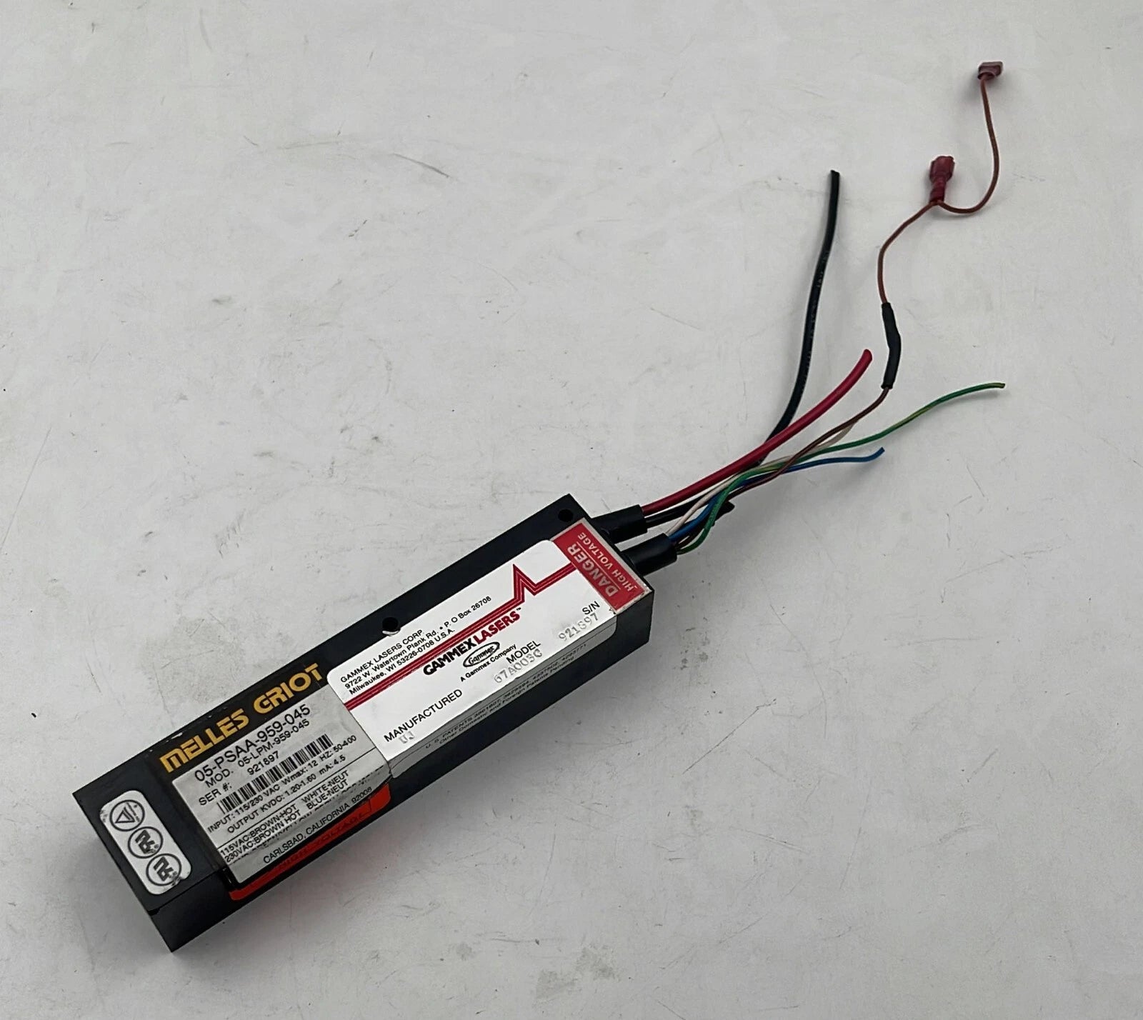 Melles Griot 05-PSAA-959-045 laser power supply module with wiring harness