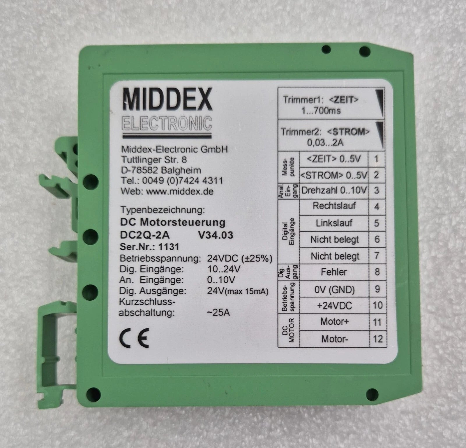MIDDEX DC2Q-2A V34.03 Stepper Motor Driver Control Speed 24VDC
