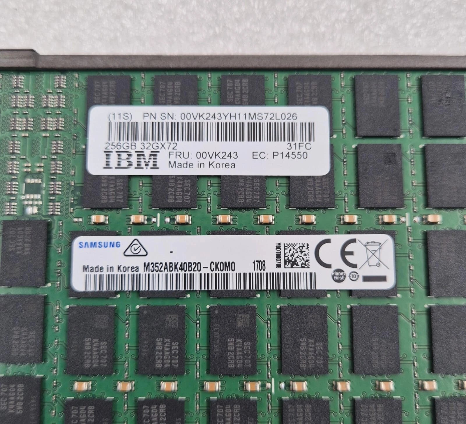 IBM 00VK243 256GB DDR4 1600MHz CDIMM PC4-12800 SAMSUNG M352ABK40B20-CK0M0 - E980