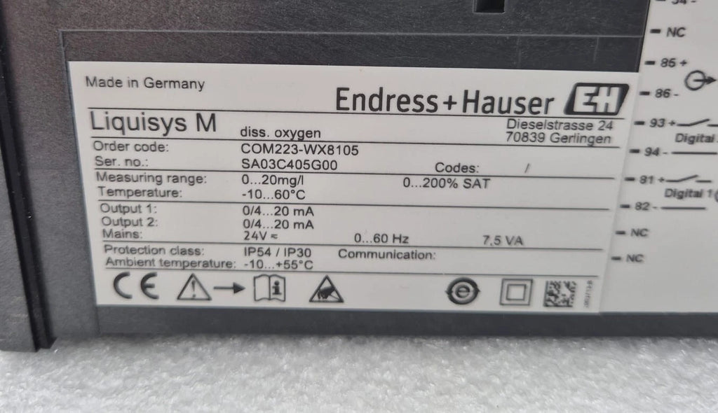 Endress+Hauser Liquisys M COM223-WX8105 Diss Oxygen level monitoring Transmitter