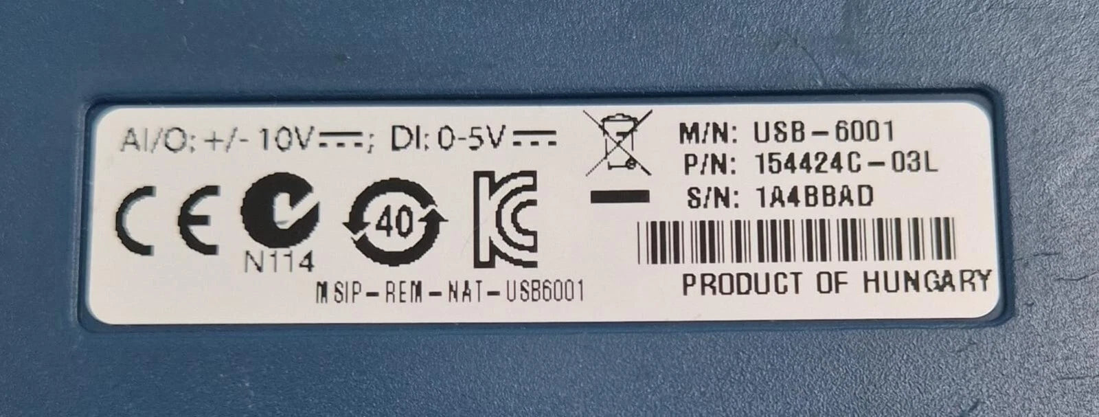 National Instruments NI USB-6001 154424C-03L Data Acquisition Card DAQ **AS-IS**