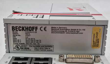 Beckhoff CX2040-0125 embedded PLC CPU controller module front view