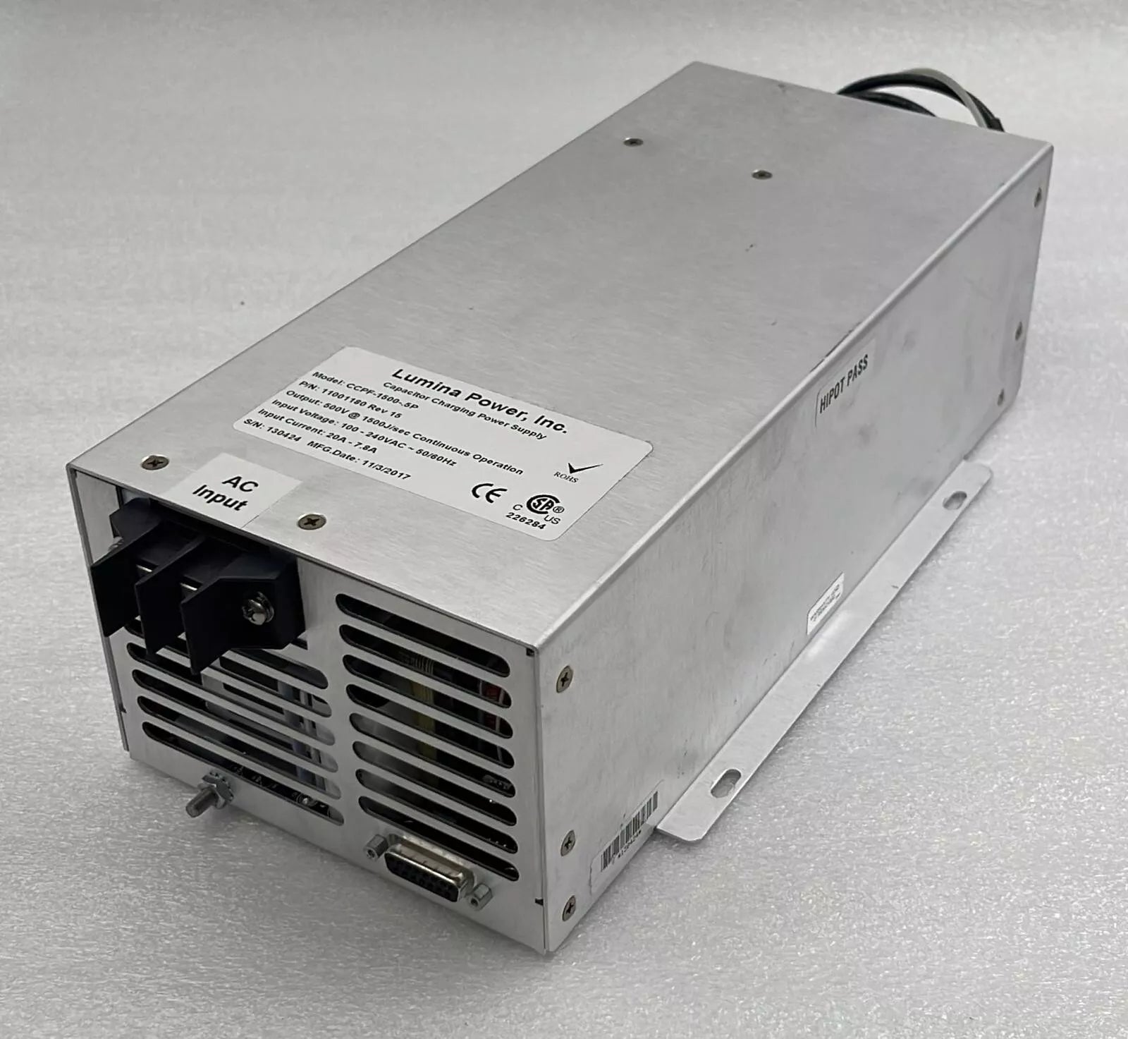 Lumina Power CCPF-1500-.5P 11001180 Capacitor Charging Power Supply 500V 1500J
