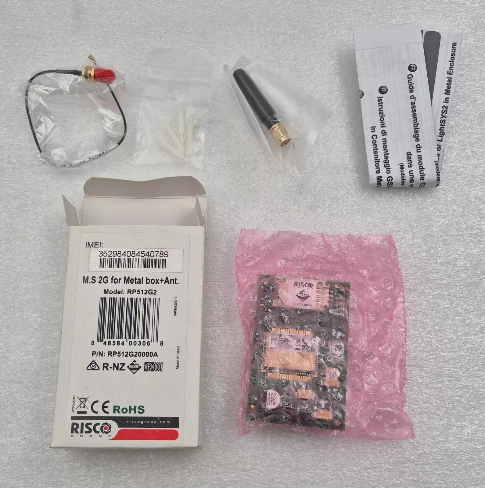 NEW KIT - Risco RP512G2 RP512G20000A R-NZ M.S 2G for Metal Box + Ant. PCB Module