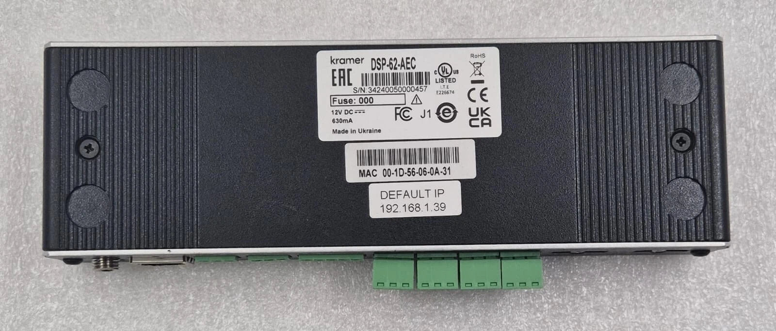 KRAMER DSP-62-AEC Digital Sound Processor PoE Audio Matrix