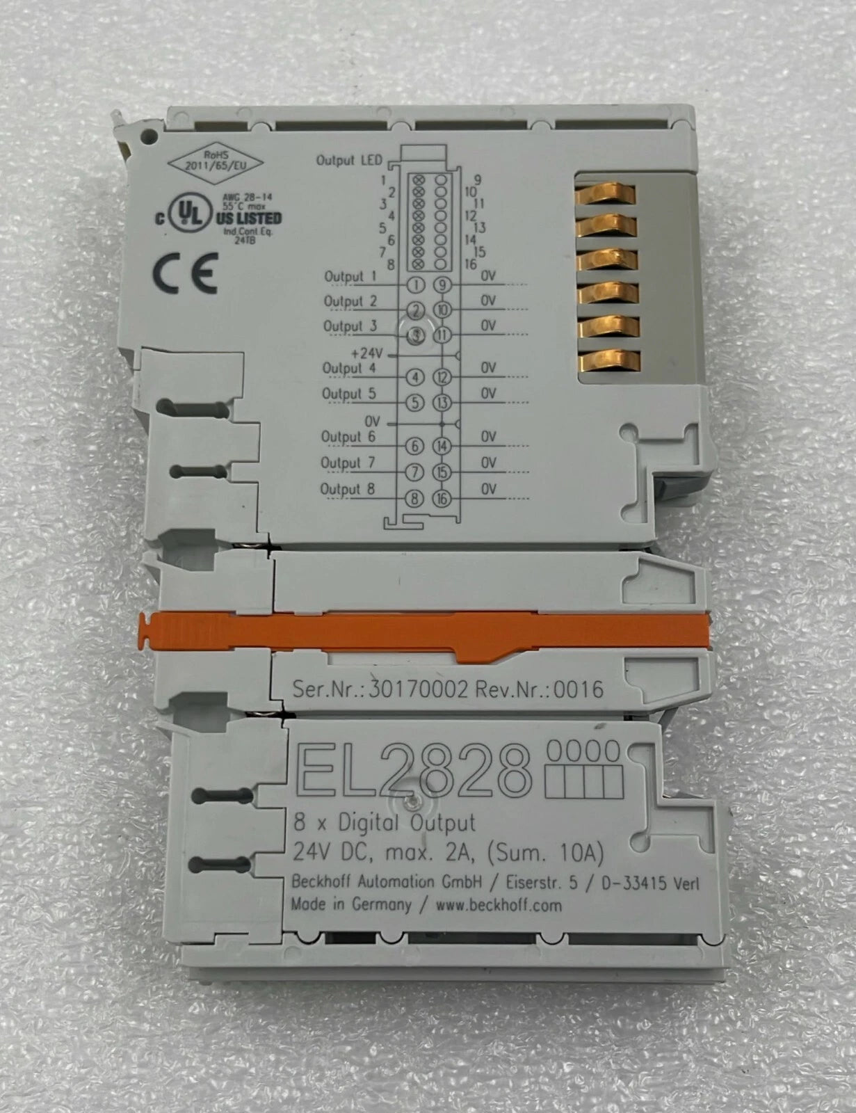 Beckhoff EL2828 EtherCAT 8-Channel Analog Output Terminal Module 0-10V / 4-20mA