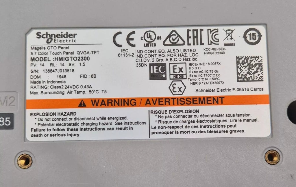 Schneider Electric Magelis GTO Panel HMIGTO2300 Color Touch Screen 5.7