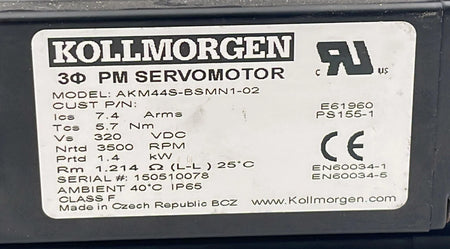 Kollmorgen AKM44S-BSMN1-02 permanent magnet AC servo motor industrial motion control