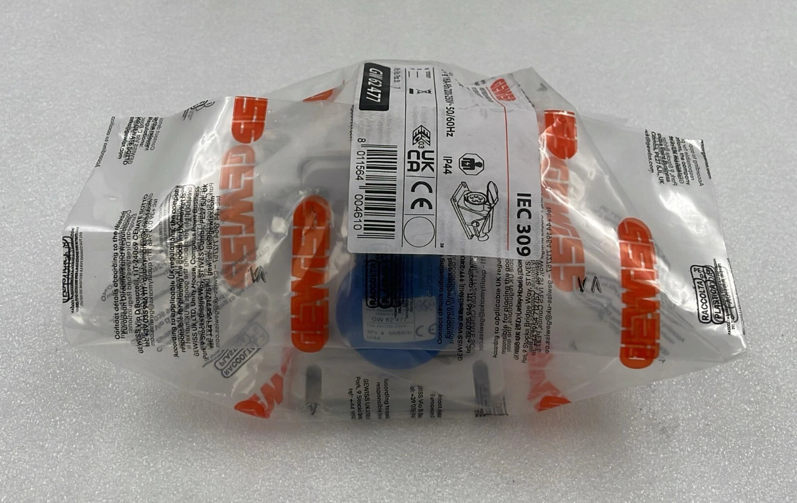 **NEW** GEWISS GW 62 477 Mounting Socket Outline IP44 - 2P+E 16A 200-250V
