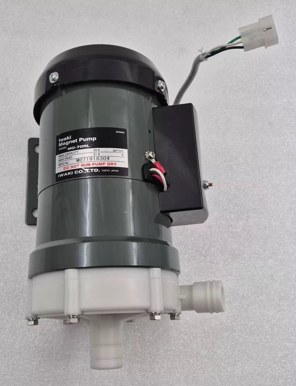 Iwaki MD-70RLT magnetic drive water pump 25.6 GPM with Sowa Motor S-115UL-A