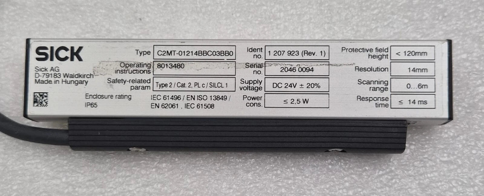 SICK miniTwin2 C2MT-01214BBC03BB0 1207923 Safety Light Curtain W/ Plug